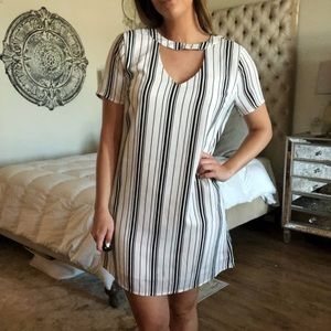 Black and white striped mini dress